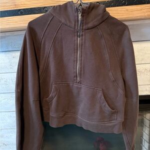 Brown Cropped Women's Half-Zip Sweater